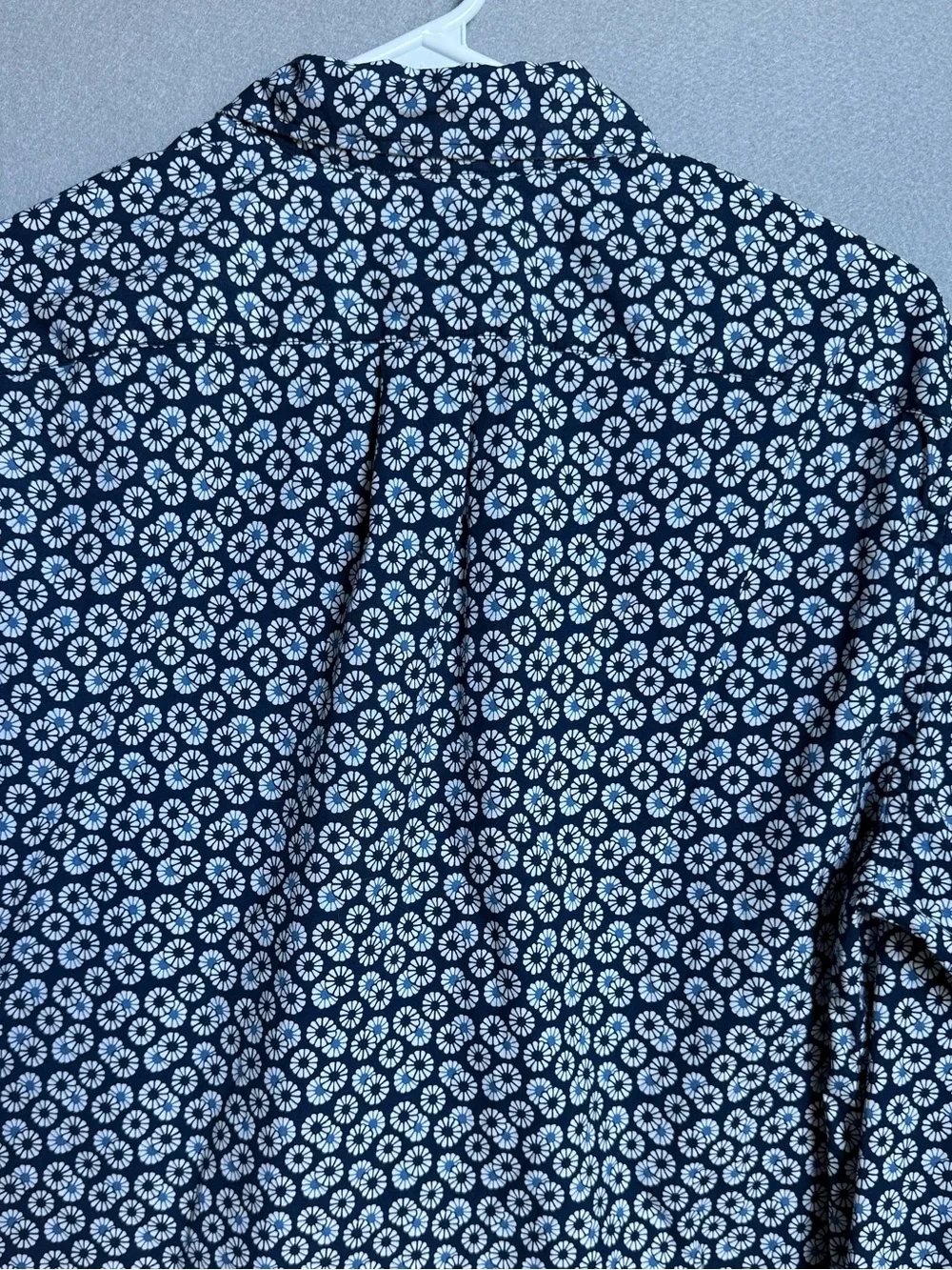 J. Crew Shirt Mens Medium Blue Floral Slim Secret Wash Organic Cotton Stretch